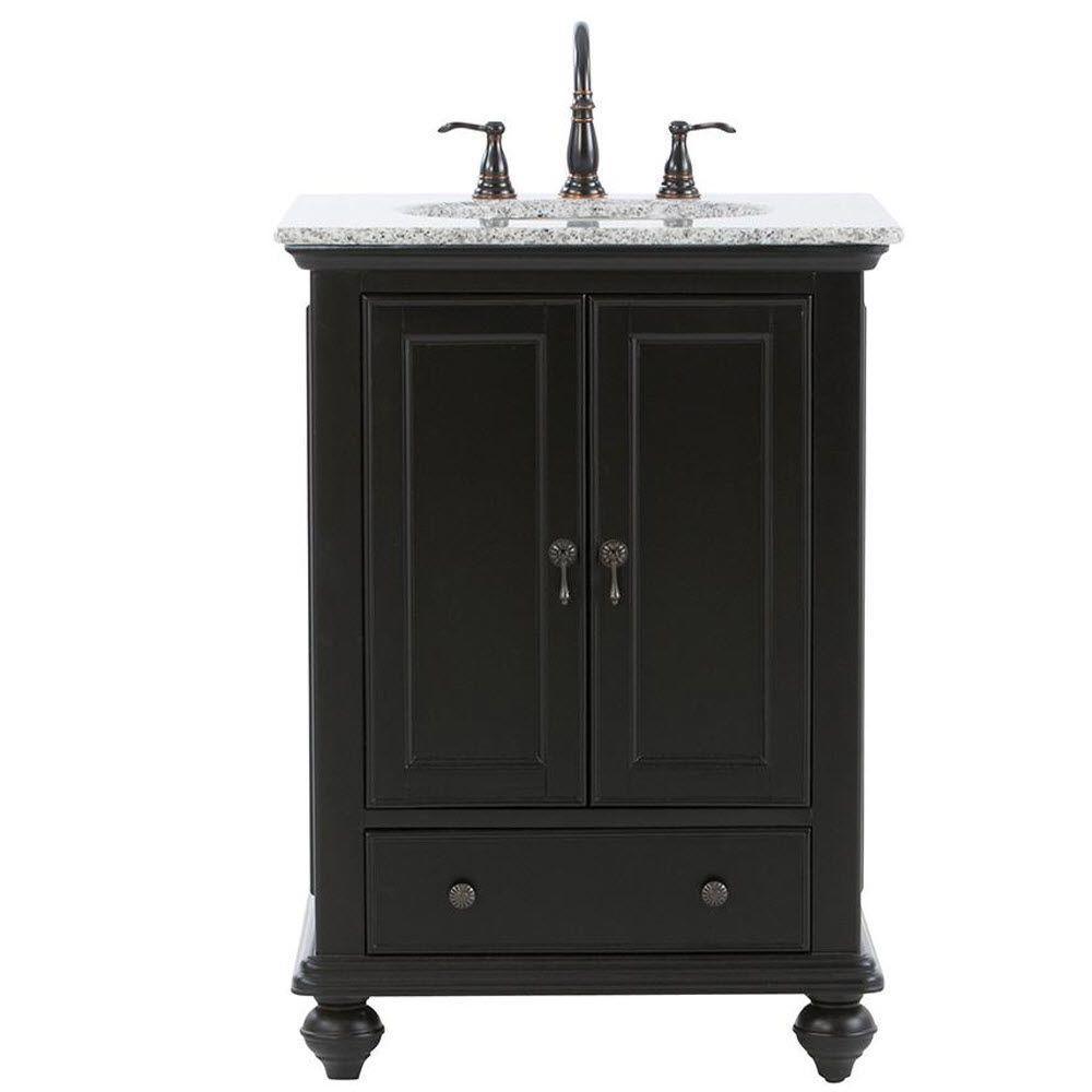 Newport 31 in. W x 21-1/2 in. D Bath Vanity in Pewter with Granite Vanity Top in Grey - Super Arbor