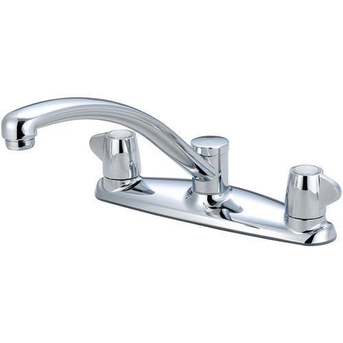 Pioneer Industries Legacy Polished Chrome 2-Handle Deck-Mount Low-Arc Handle Kitchen Faucet (Deck Plate Included)