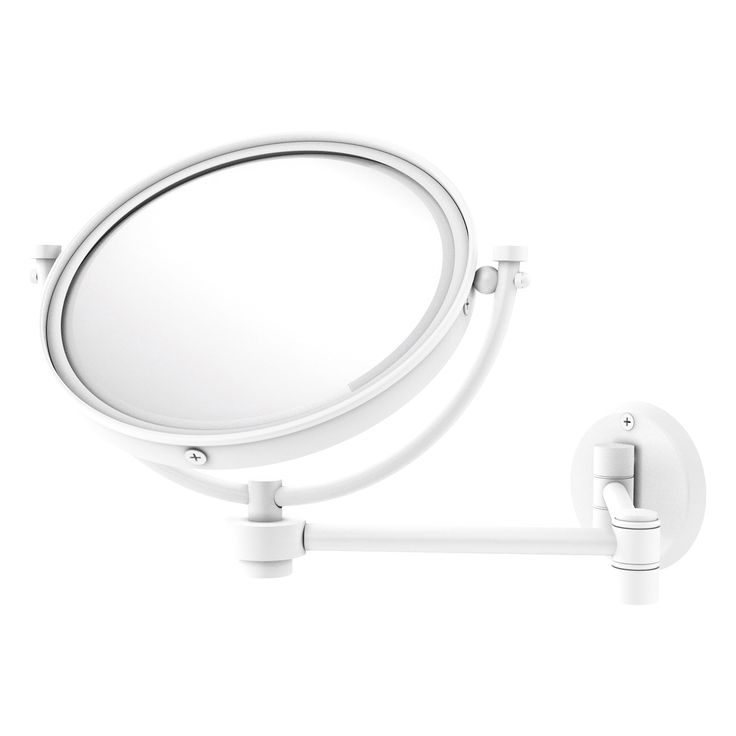 Allied Brass 8-in x 10-in Matte White Double-Sided Magnifying Wall-Mounted Vanity Mirror