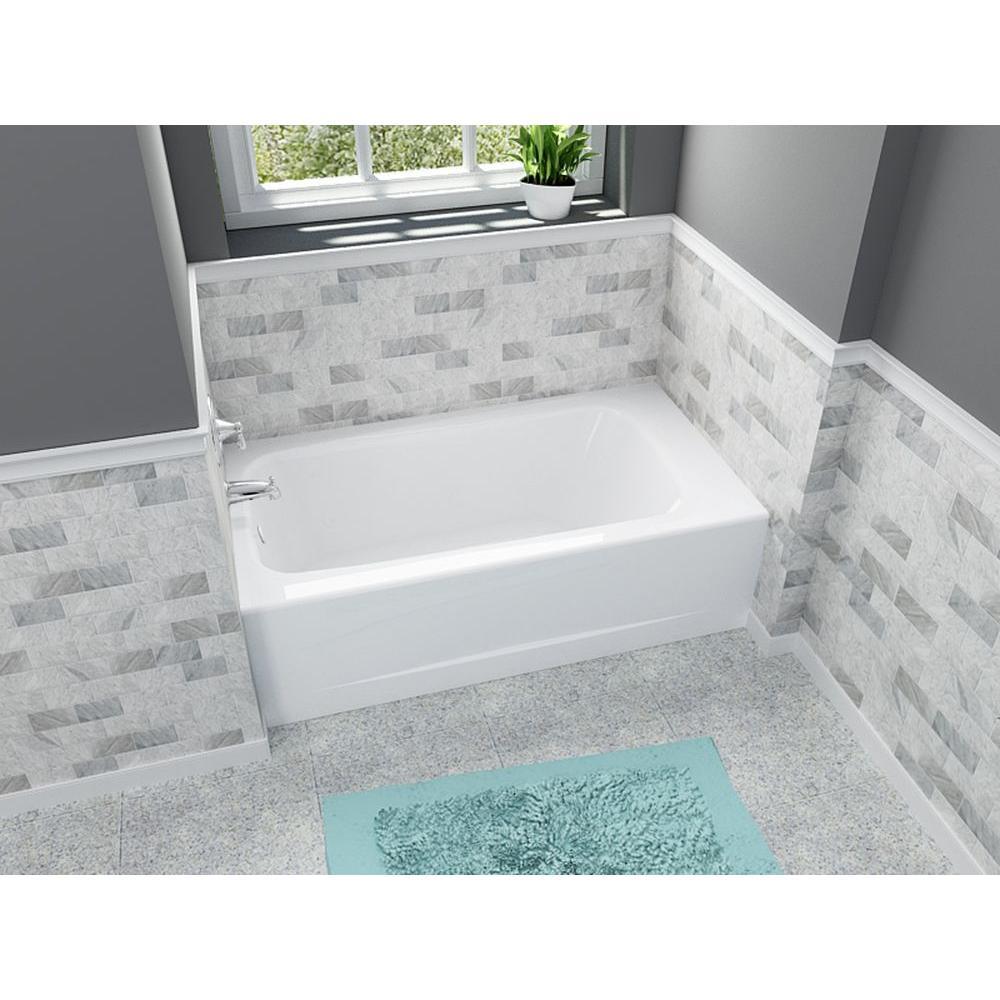 Cambridge 60 in. Left Drain Rectangular Apron Front Bathtub in White - Super Arbor