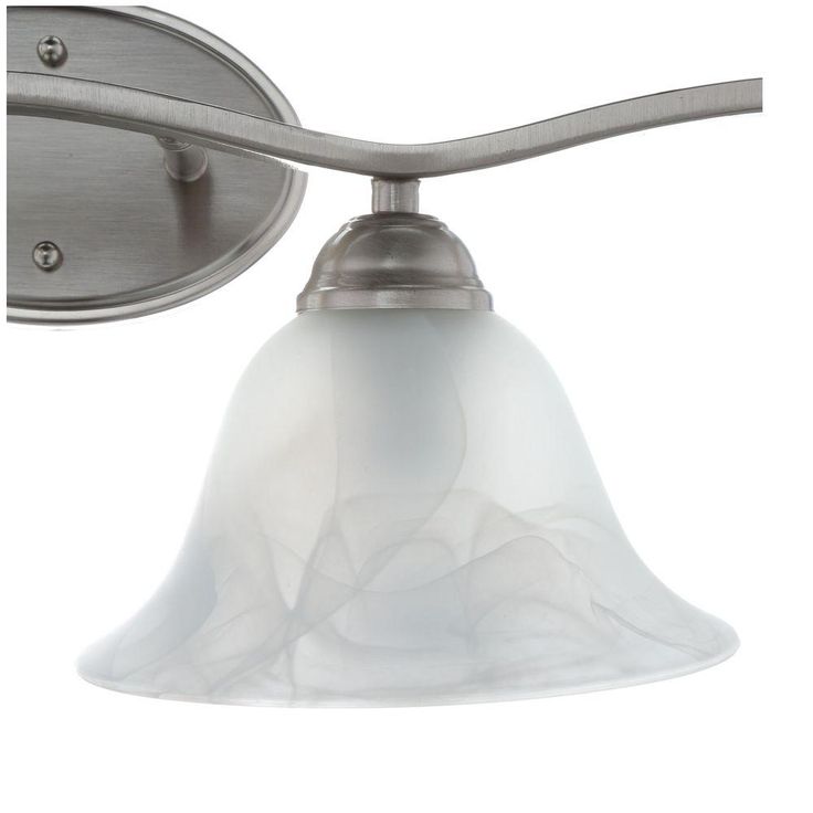 Andenne 4-Light Brushed Nickel Bath Vanity Light with Bell Shaped Marbleized Glass Shades