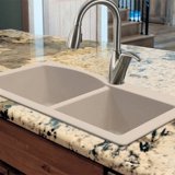 Transolid Aversa 33" L x 22" W Granite Double Offset Drop-in Kitchen Sink