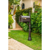 Mapleton Post Mount Mailbox Rubbed Bronze with Premium Champagne Flag - Super Arbor