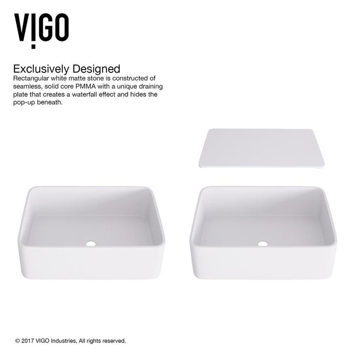 VIGO Jasmine Handmade Matte Stone Rectangle Vessel Bathroom Sink in Matte White