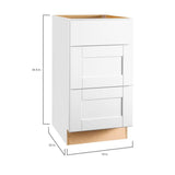 Shaker Assembled 18x34.5x24 in. Drawer Base Kitchen Cabinet with Ball-Bearing Drawer Glides in Satin White