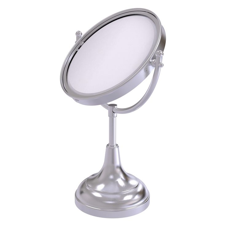 Allied Brass 8-in x 15-in Satin Chrome Double-Sided Magnifying Countertop Vanity Mirror