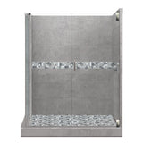 Newport Grand Hinged 42 in. x 48 in. x 80 in. Right-Hand Corner Shower Kit in Wet Cement and Black Pipe Hardware - Super Arbor