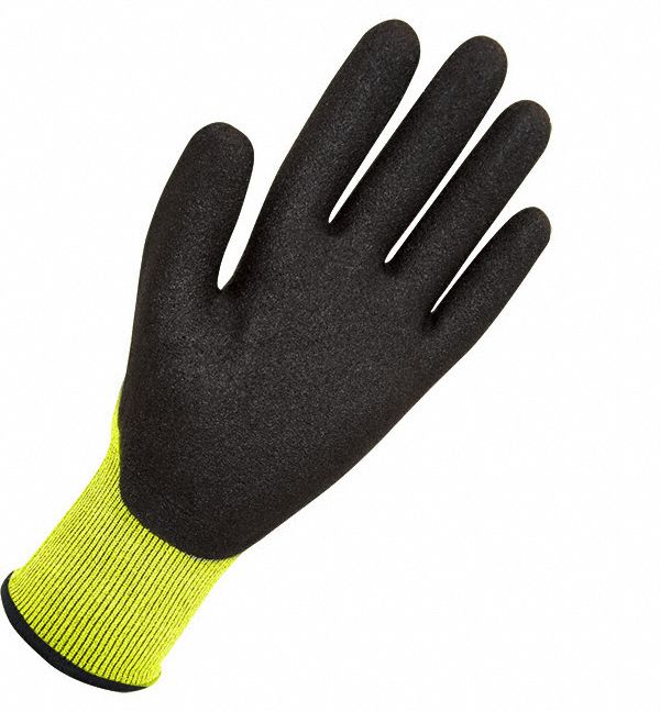 BDG X-Site Foam Nitrile Coated Gloves, Size L, Yellow/Black