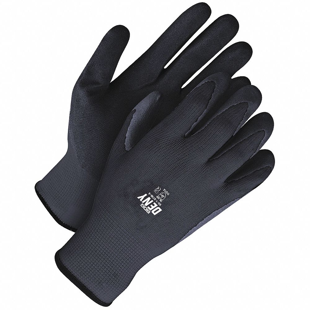 BDG Deny Series Black Foam Nitrile Coated Gloves, Size M