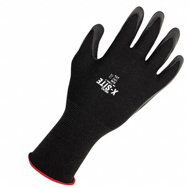 BDG X-Site Foam Latex Coated Gloves, Medium, Black Nylon