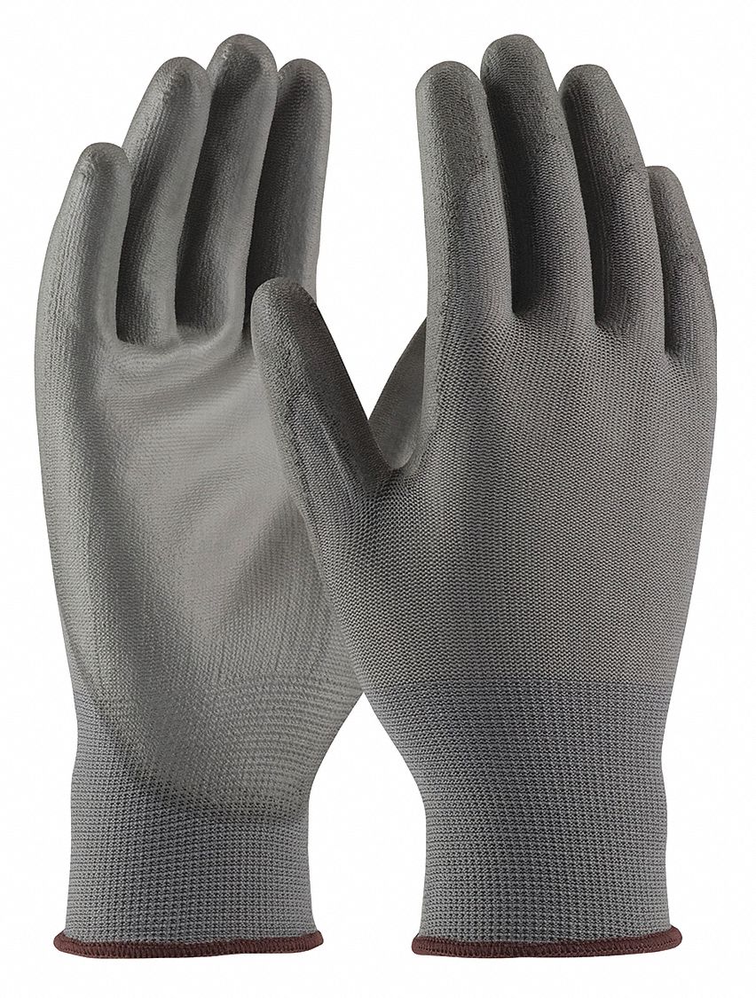 PIP Gray Coated Gloves, XS, Polyurethane Palm Dipped, 12 Pack