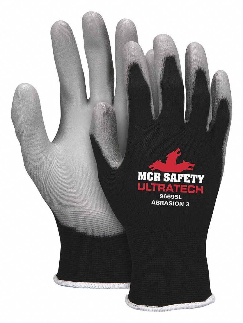 MCR SAFETY UltraTech Knit Gloves with Polyurethane Palm Dipping, Size M