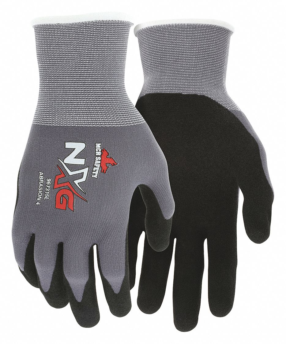 MCR SAFETY 2XL Knit Gloves - Foam Nitrile Palm Dipped, ANSI Level 4