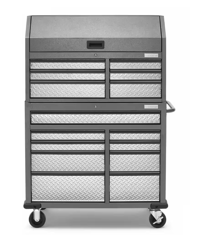 41 in. 15-Drawer Hammered Granite Mobile Tool Chest Combo