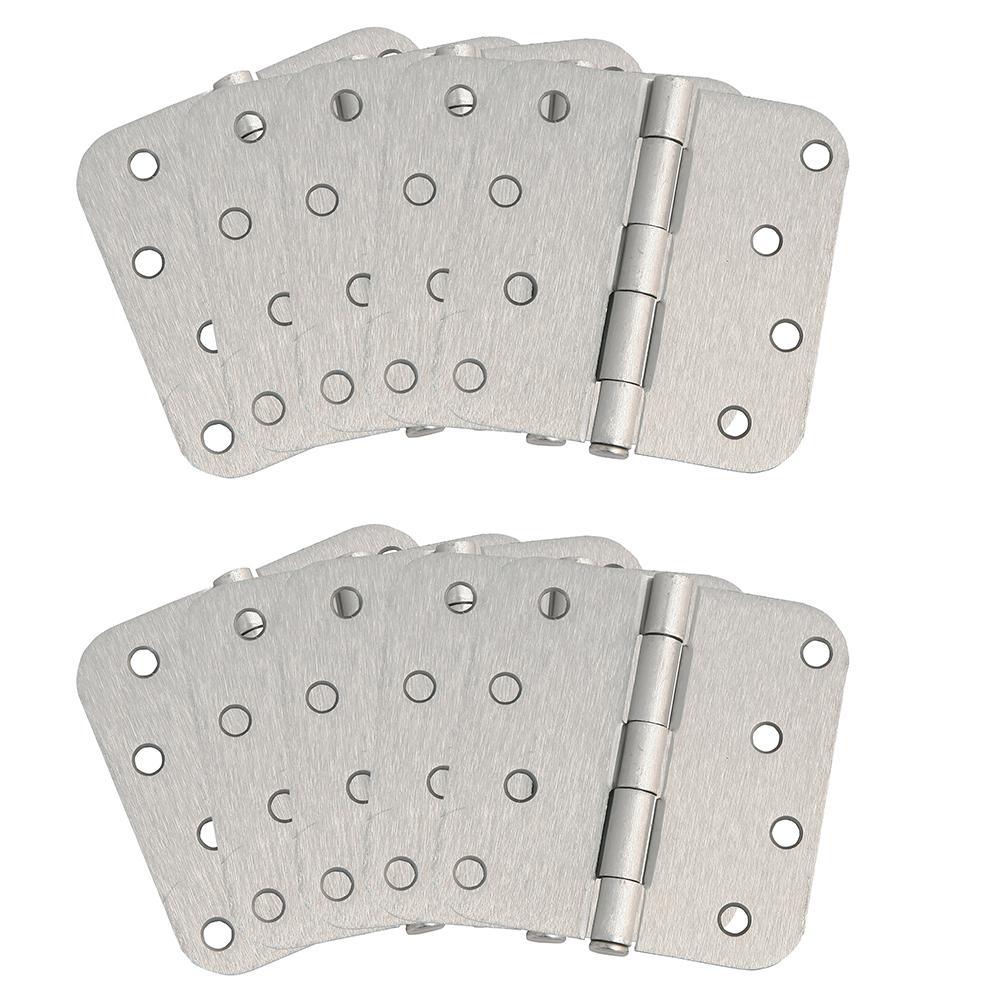 4 in. x 5/8 in. Radius Satin Nickel Door Hinge Value Pack (3 per Pack) - Super Arbor