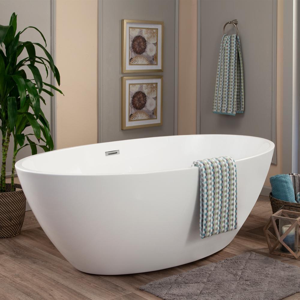 Jolie 69 in. Acrylic Flatbottom Non-Whirlpool Soaking Bathtub in White - Super Arbor