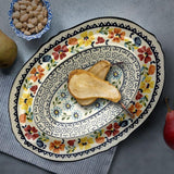 Luxembourg 14 in. Multicolored Stoneware Oval Platter