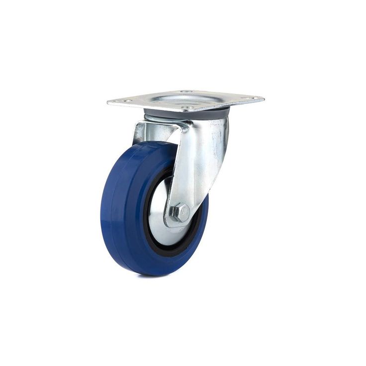 4 in. Heavy-Duty Blue Elastic Rubber Swivel Caster