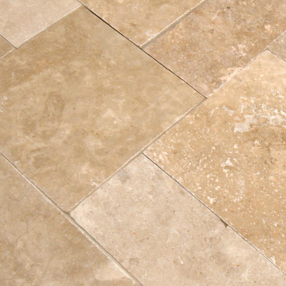 Mediterranean Pattern Walnut Tumbled Travertine Paver Kits (30-Kits/480 sq. ft./Pallet) - Super Arbor