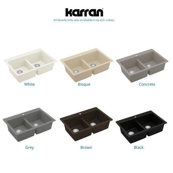 White Quartz 33 in. 50/50  Double Bowl Composite Drop-in Kitchen Sink - Super Arbor