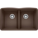 DIAMOND Undermount Granite Composite 32.06 in. 50/50 Double Bowl Kitchen Sink in White - Super Arbor