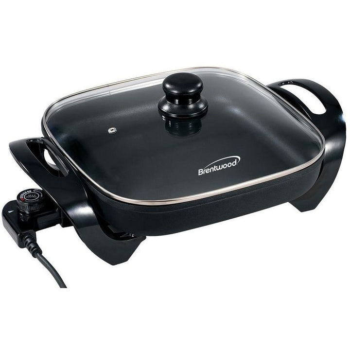 12 in. Black Non-Stick Electric Skillet with Glass Lid