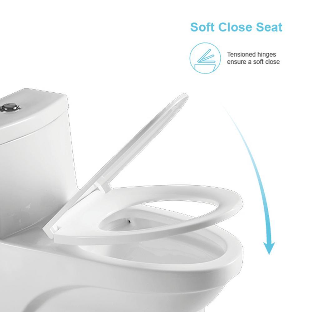 12 in. Rough-In 1-piece 1.1/ 1.6 GPF Dual Flush Elongated Siphonic Jet Toilet in White, Seat Included - Super Arbor