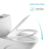 12 in. Rough-In 1-piece 1.1/ 1.6 GPF Dual Flush Elongated Siphonic Jet Toilet in White, Seat Included - Super Arbor