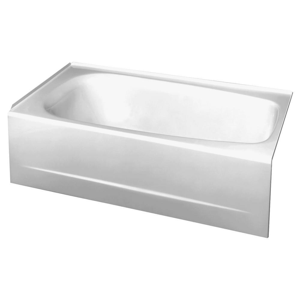 Cambridge 60 in. Left Drain Rectangular Apron Front Bathtub in White - Super Arbor