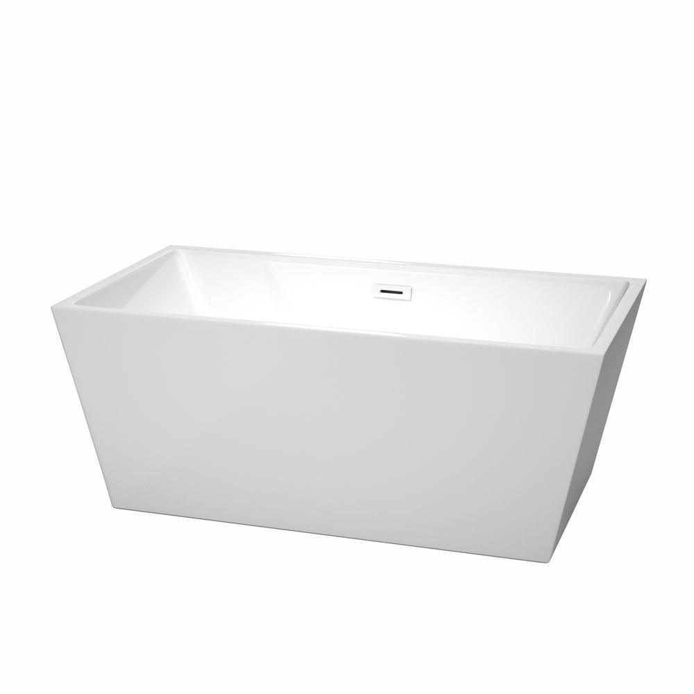 Sara 67 in. Acrylic Flatbottom Bathtub in White with Matte Black Trim