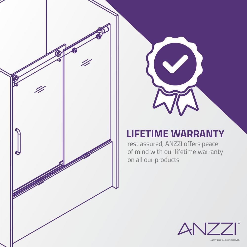 Raymore 60 in. x 62 in. Frameless Sliding Bathtub Door in Polished Chrome - Super Arbor
