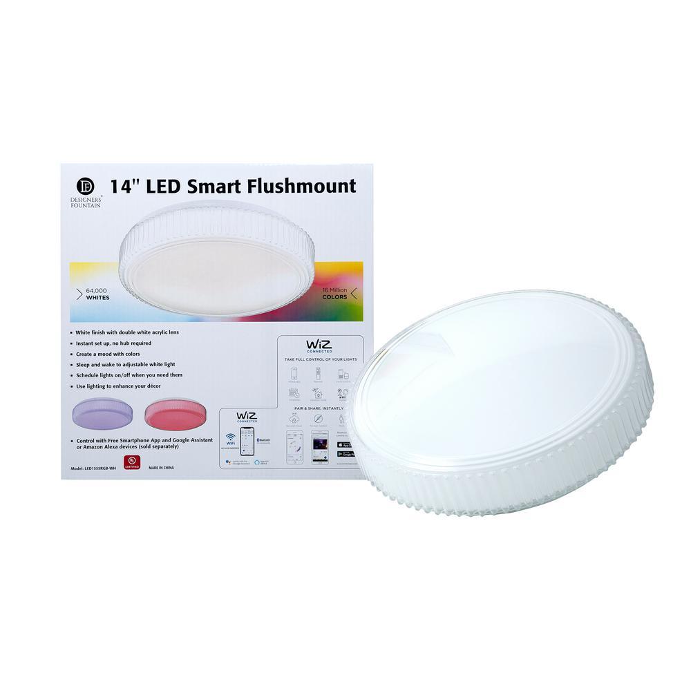 14 in. Voice Controlled Colors White Smart LED Flush Mount - Super Arbor