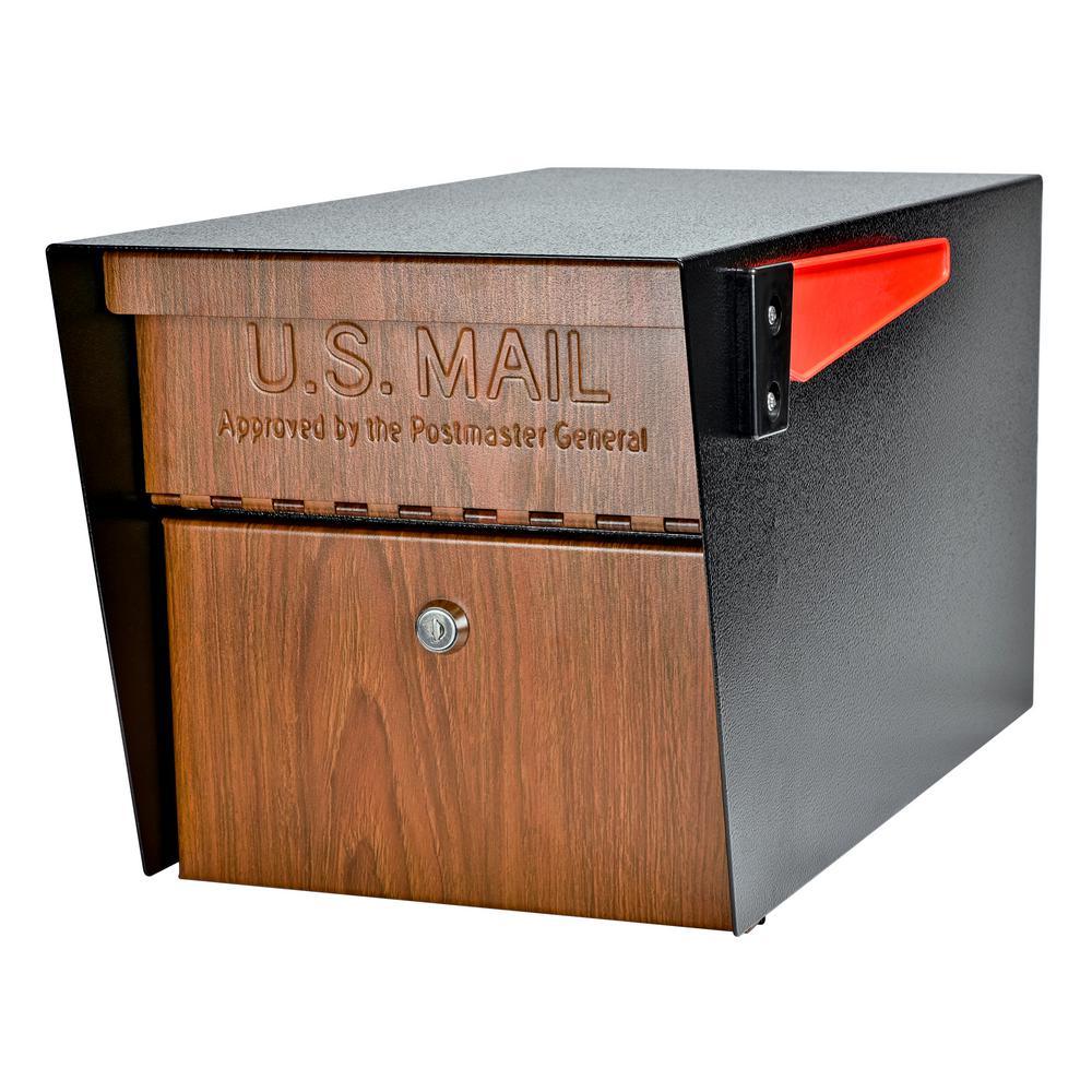 Mail Manager Street Safe Black Post-Mount Mailbox with High Security Reinforced Rear Locking System - Super Arbor