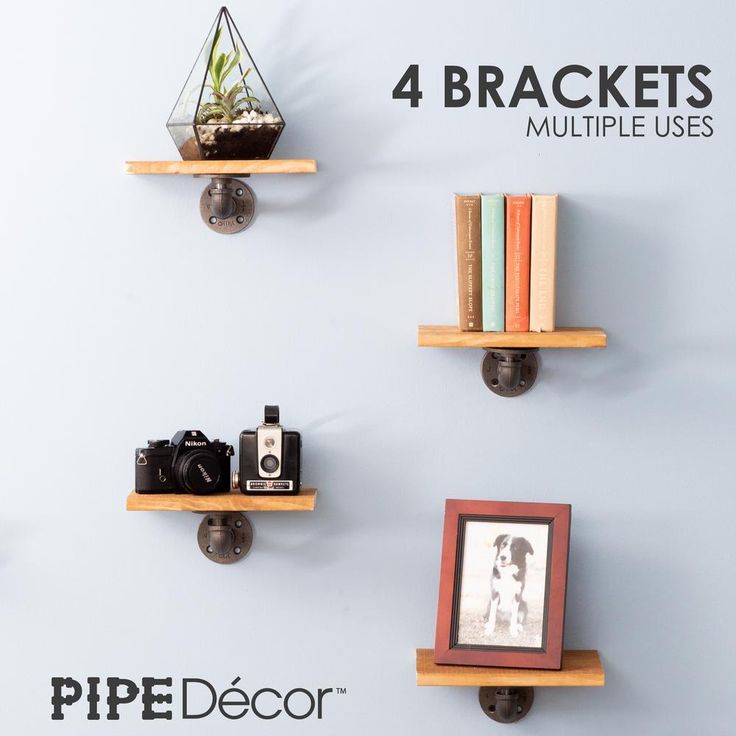 1/2 in. Black Pipe 3.75 in D x 2.5 in. H Wall Mounted Double Flange Shelf Bracket Kit (4-Pack)