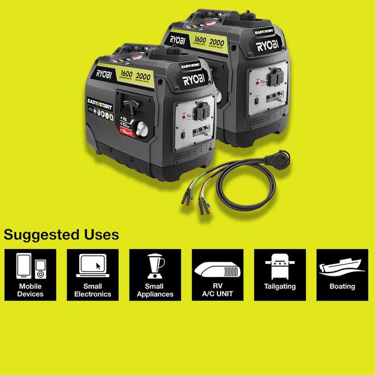 RYOBI 2,000-Watt Gray Gasoline Powered Digital Inverter Generator with Parallel Combo Kit