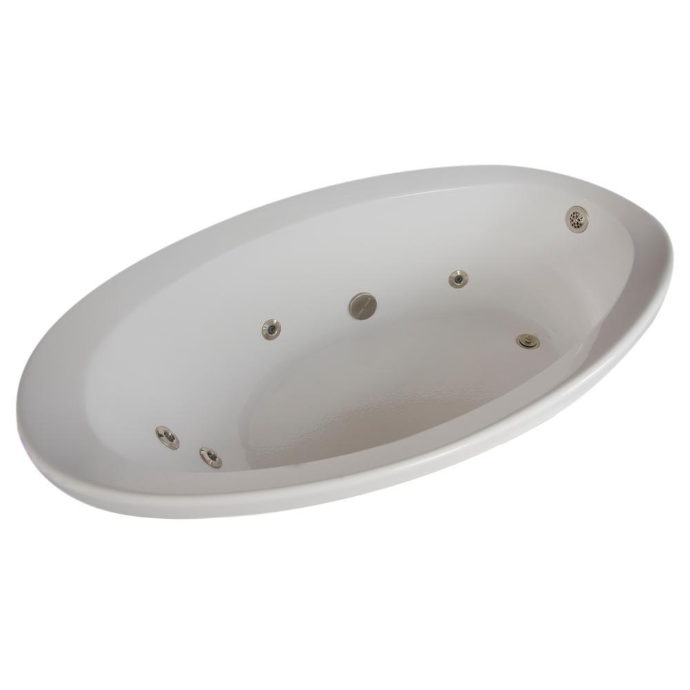 56 in. Oval Drop-in Whirlpool Bathtub in White - Super Arbor