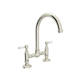 Rohl Country Kitchen Polished Nickel 2-Handle Deck-Mount Bridge Handle Kitchen Faucet