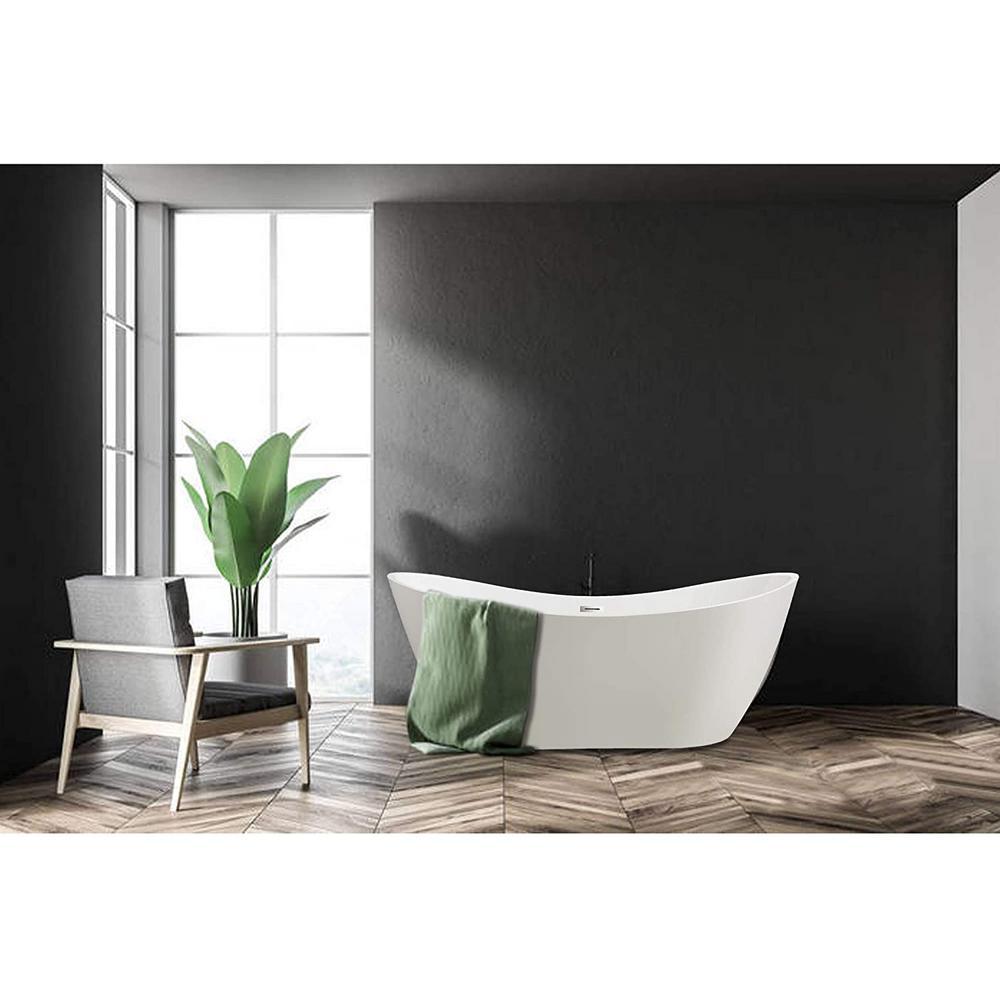 Mulhouse 71 in. Acrylic Flatbottom Freestanding Bathtub in White - Super Arbor