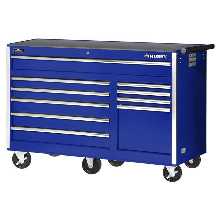 56 in. 10-Drawer Rolling Cabinet Tool Chest in Blue