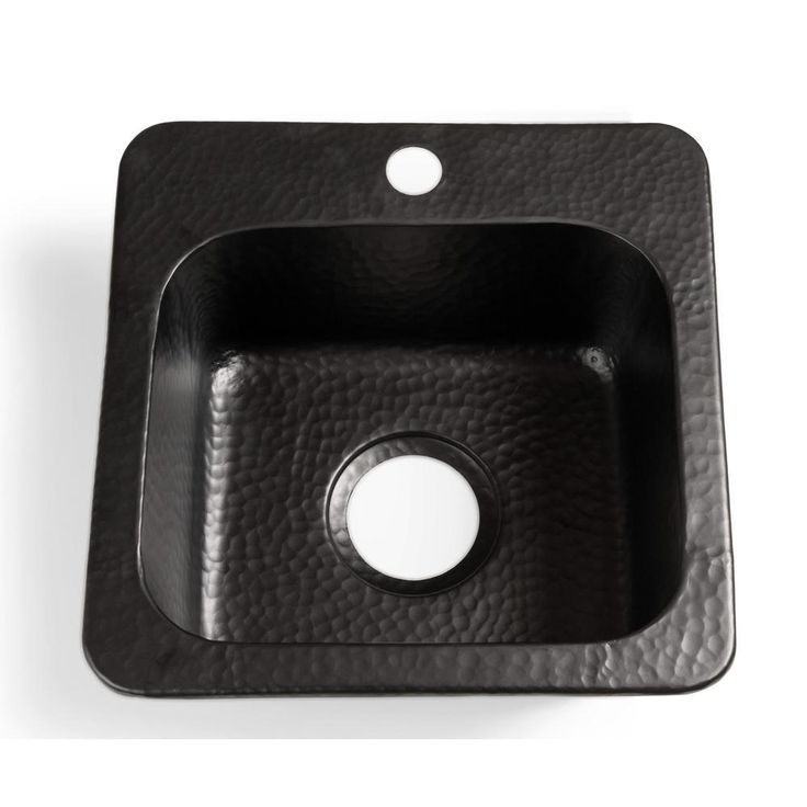 Monarch Hand Hammered Solid Surface Matte Black Baxter Drop-In 15 in. Single Bowl Kitchen Bar Prep Sink