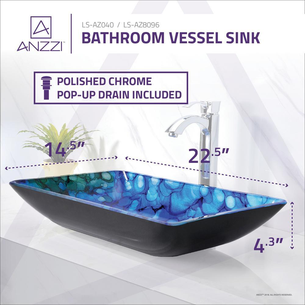 Avao Deco-Glass Vessel Sink in Lustrous Blue - Super Arbor