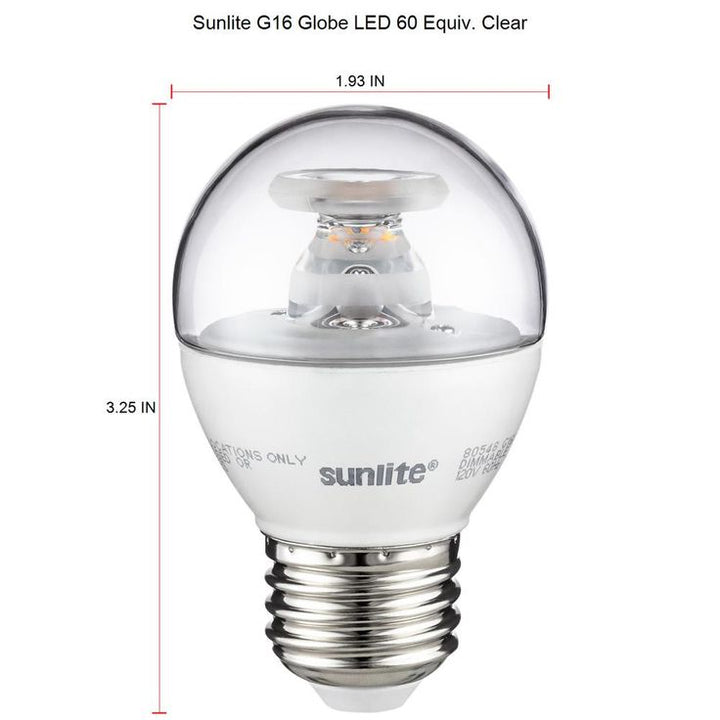 Sunlite 60-Watt Equivalent Frost Warm White G16 Dimmable LED Light Bulb (6-Pack)