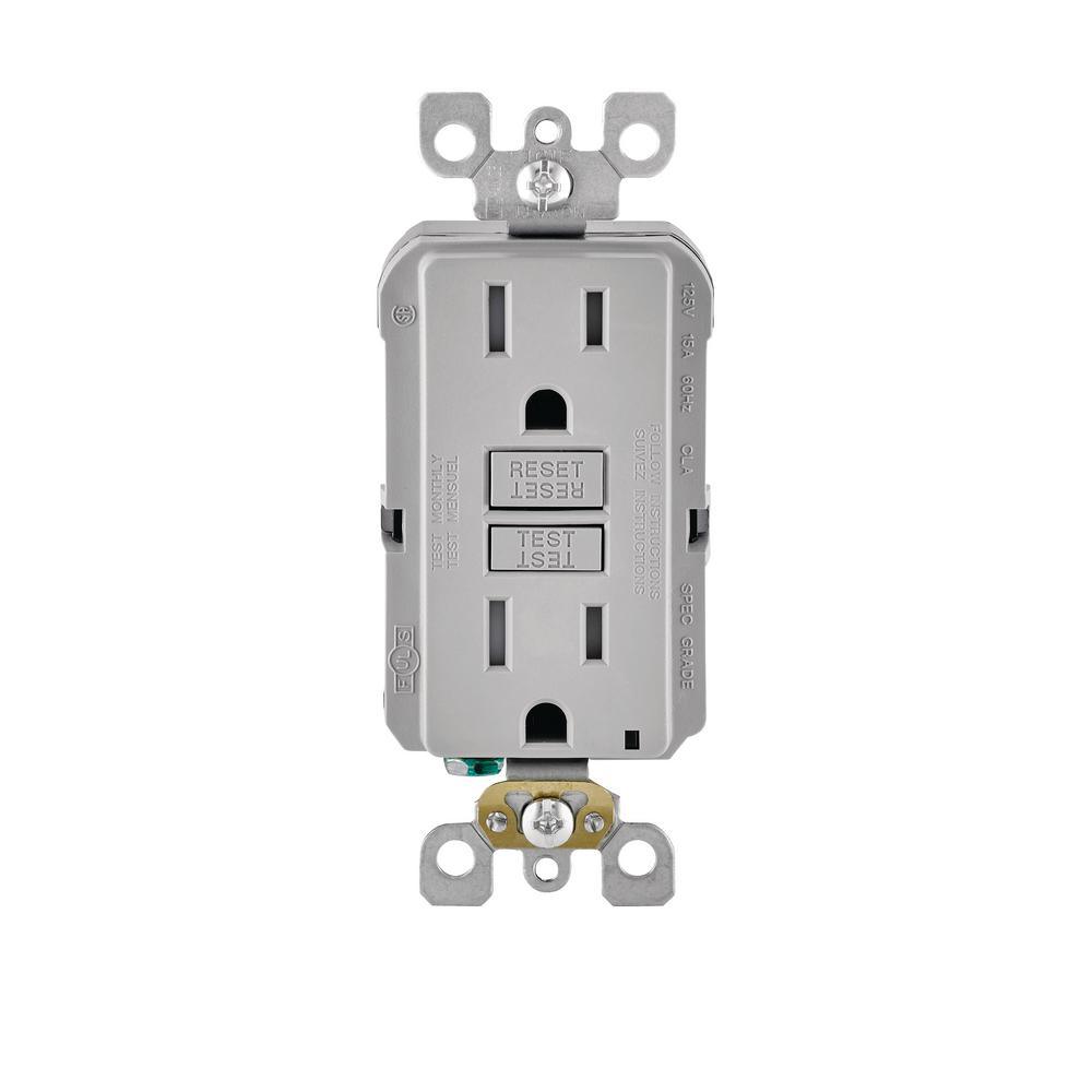 15 Amp 125-Volt Duplex SmarTest Self-Test SmartlockPro Tamper Resistant GFCI Outlet, Black - Super Arbor