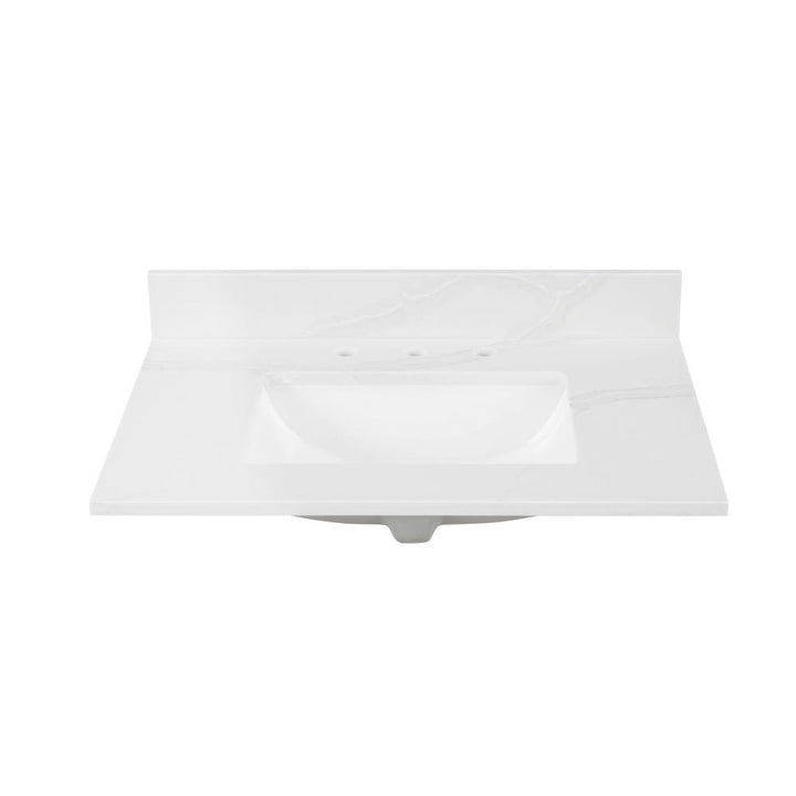 31 in. W x 22 in. D x 0.75 in. H Quartz Vanity Top in Statuario White with White Basin - Super Arbor