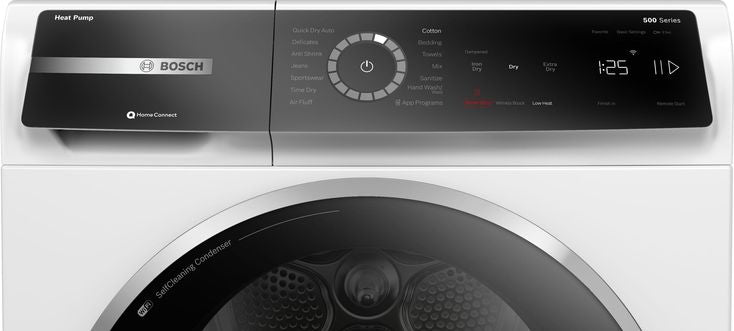 Bosch 4.0-cu ft Reversible side swing Stackable Electric Dryer (White) ENERGY STAR