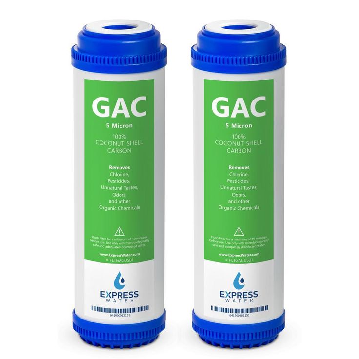 Express Water – 2 Pack Granular Activated Carbon Water Filter Replacement – 5 Micron – Under Sink Reverse Osmosis System