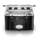 Retro Style 4-Slice Black Stainless Steel Toaster with Built-In Timer