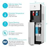 Self-Cleaning Touchless Bottle-Less Water Cooler Dispenser with Hot/Cold Water, Child Lock, NSF/UL/ENERGY STAR, White