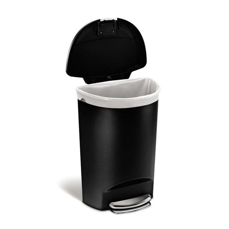simplehuman 50-Liter Black Plastic Trash Can with Lid