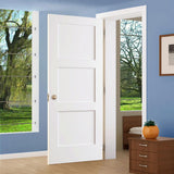 28 in. x 80 in. White 3-Panel Shaker Solid Core Wood Interior Door Slab - Super Arbor